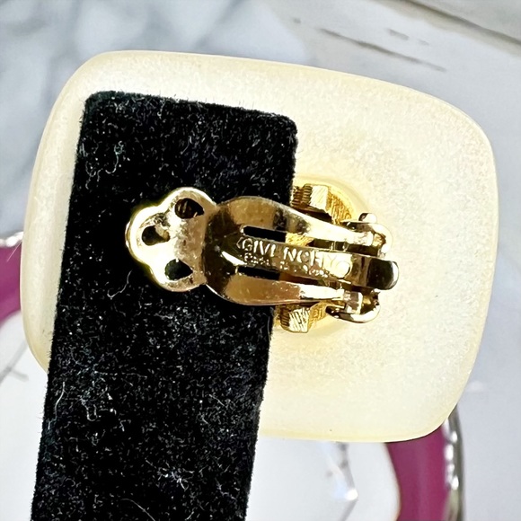 Givenchy Couture Lucite & Amethyst Crystal Clip-On Earrings - Picture 8 of 9